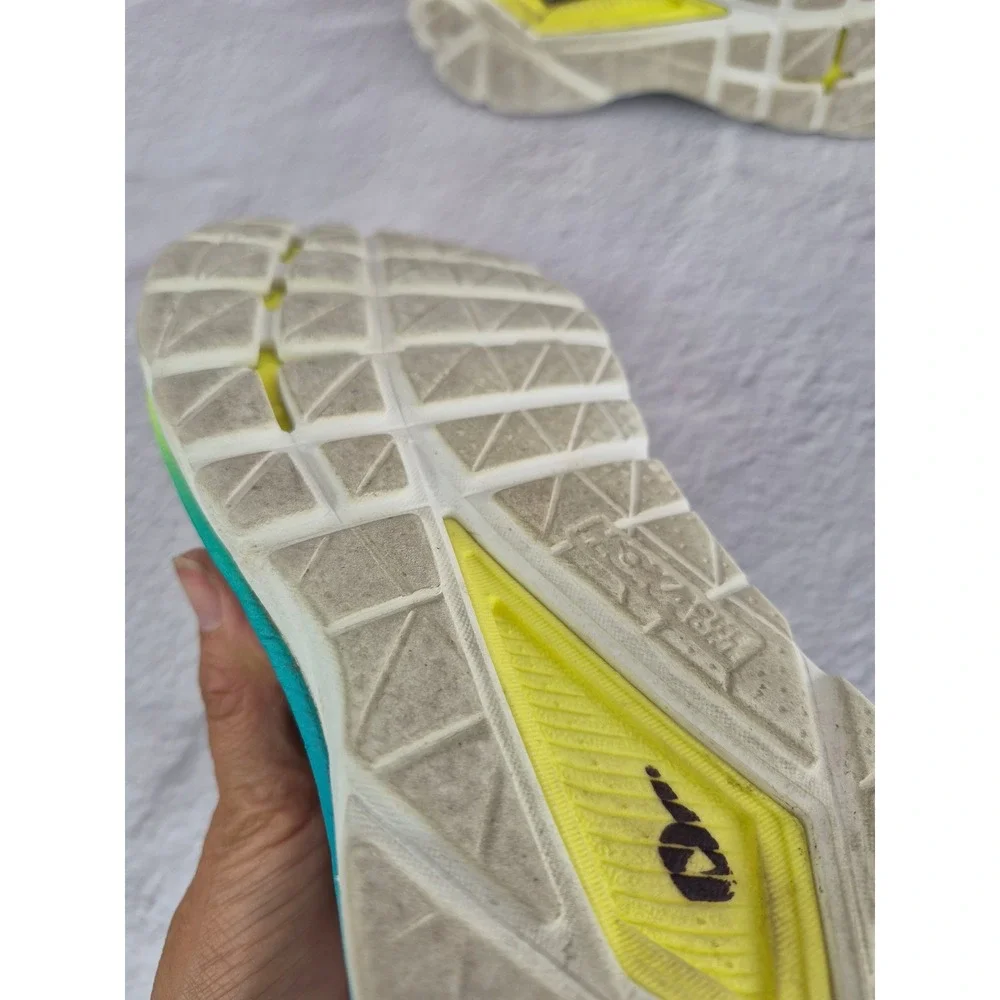 Hoka Mach 5 Womens Running Shoes Size 6.5 B White Blue Yellow Profly+ Sneakers